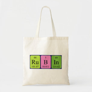 Rubin med periodisk påse bord namn tygkasse