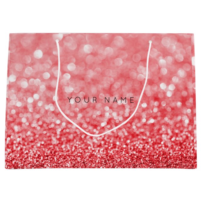 Rubin Red Vin White Glitter Favor Gift Bag (Framsidan)