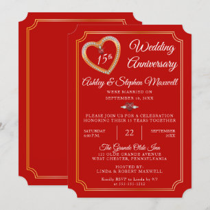 Rubiner   Diamanter 15-års bröllopsjubileumsfest Inbjudningar