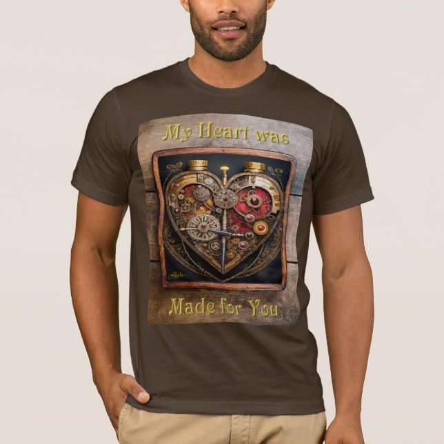 Rubiner Och Kugghjul Hjärta Steampunk-serien T Shirt (Framsida)