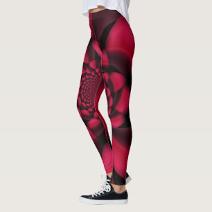 Rubinröd svart kronblad leggings
