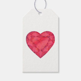 Rubinröda smycken hjärta akvarell konst presentkor presentetikett