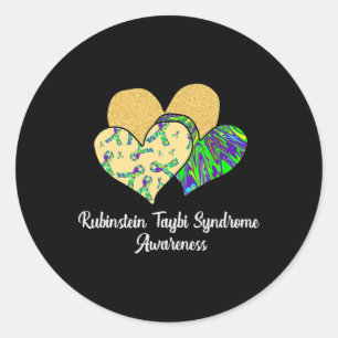 Rubinstein Taybi Syndrome Awareness är Hearts and  Runt Klistermärke