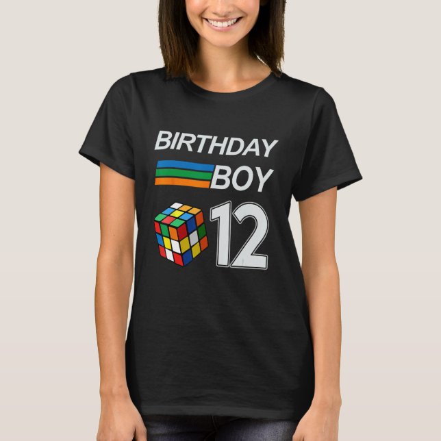 Rubix Cube Speed Cubing Birthday Boy 12 Years Old T Shirt (Framsida)