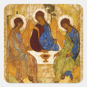 Rublev Trinity vid Bord Fyrkantigt Klistermärke