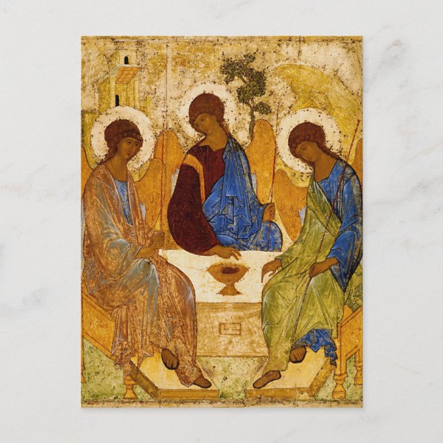 Rublev Trinity vid Bord Vykort (Framsida)
