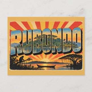 Rubondo-öens skogssjö papyrusrise vintage resor vykort