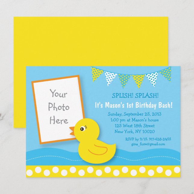 Rubrik Anka 1:a födelsedagen Inbjudningar (Fram/baksida)