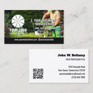 Rubrik Din logotyp Överlappande foto Redigerbar QR Visitkort