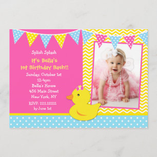 Rubrik Ducky Anka Photo Födelsedagsfest inbjudan