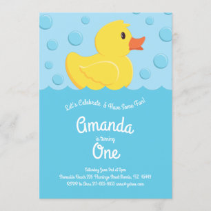 Rubrik Ducky Cute Kid 1:a födelsedagen Party Ankor Inbjudningar