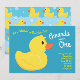 Rubrik Ducky Cute Kid 1:a födelsedagen Party Ankor Inbjudningar