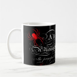 Rubrik för naturhistorik Sidospindar Calligraphy Kaffemugg
