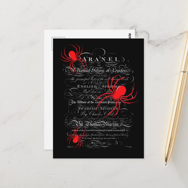 Rubrik för naturhistorik Sidospindar Calligraphy Vykort (Fram/Back In Situ)