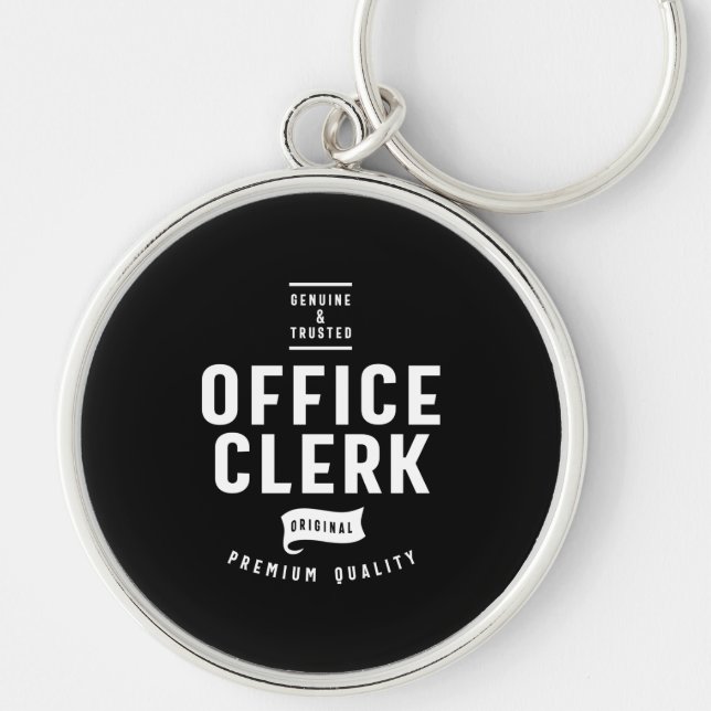 Rubrik för Office Clerk-jobb - Gift Rund Silverfärgad Nyckelring (Framsidan)
