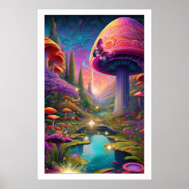 Rubrik Förändring av Fantasy Ligcape Mushroom Art Poster