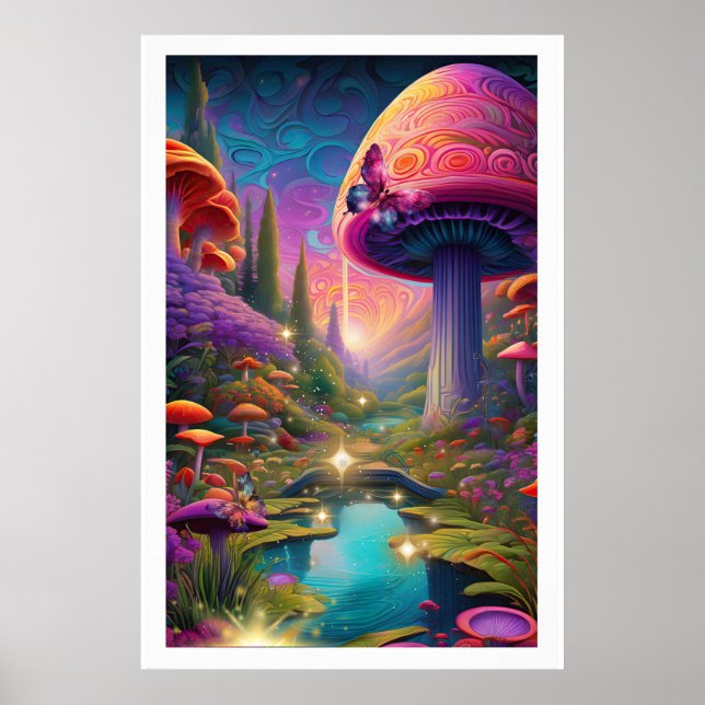 Rubrik Förändring av Fantasy Ligcape Mushroom Art Poster (Framsidan)