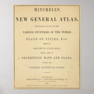 Rubrik Page Mitchells nya allmänna atlas Poster