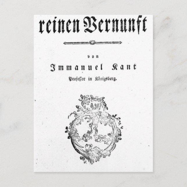 Rubrik Sida "Critique of Pure" Vykort (Framsida)