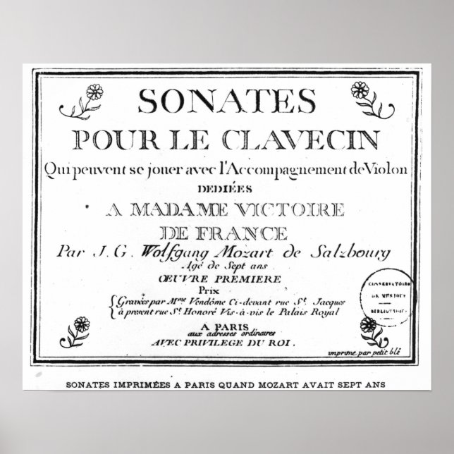 Rubrik Sida för "Sonates pour le clavecin" Poster (Framsidan)
