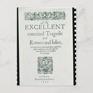 Rubrik Sida från Romeo och Juliet Vykort
