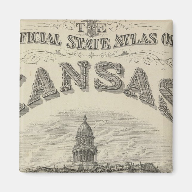 Rubrik Sida Kansas Officiell State Atlas Magnet (Framsidan)