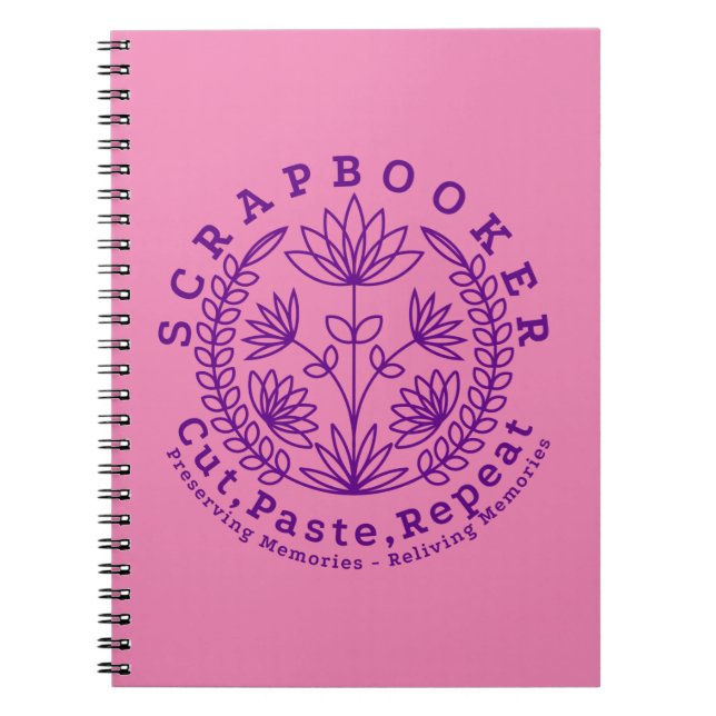 Rubrik: "Skrapbokers - Klipp ut, Klistra in och up Anteckningsbok (Framsidan)