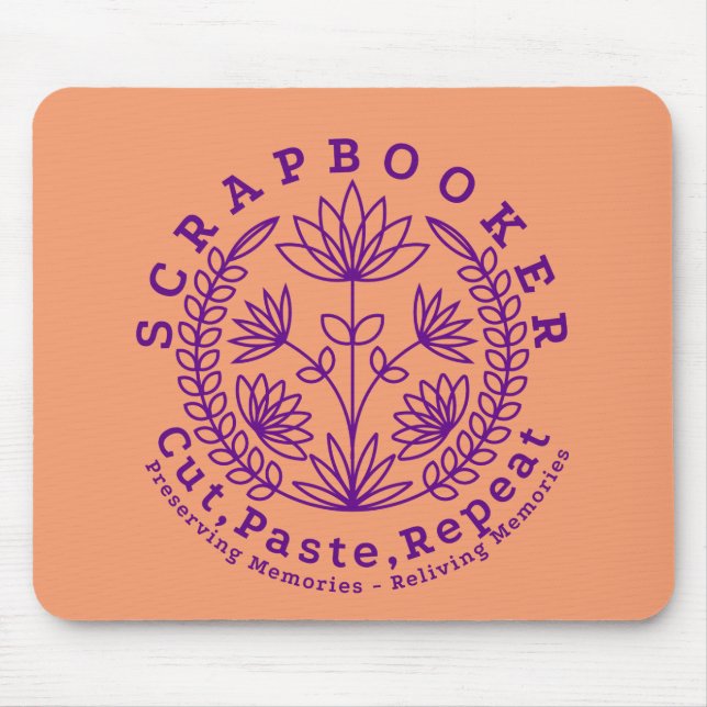 Rubrik: "Skrapbokers - Klipp ut, Klistra in och up Musmatta (Framsidan)