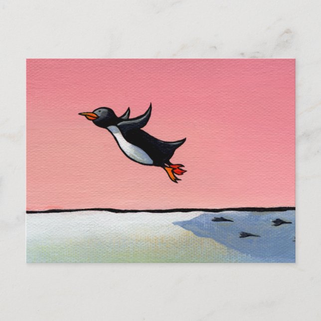 Rubriker: Eternt Optimist - ambitiös penguin-konst Vykort (Framsida)