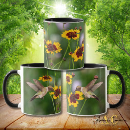 Rubrostrupig kolibri "i Plains Coreopsis" Mugg