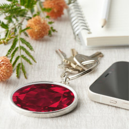 Ruby 1 rund silverfärgad nyckelring