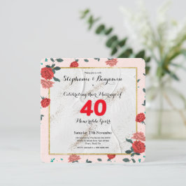 Ruby 40-års bröllopsdag Anpassad typografi Inbjudningar