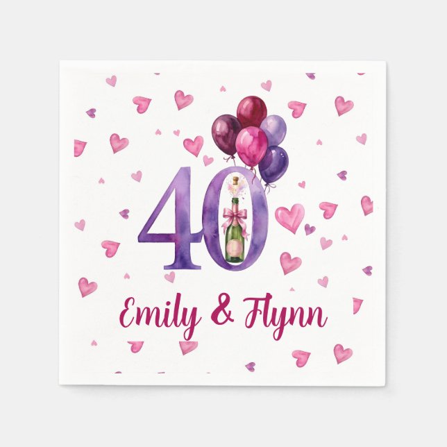 Ruby 40-års bröllopsdag Pappersservetter (Framsidan)
