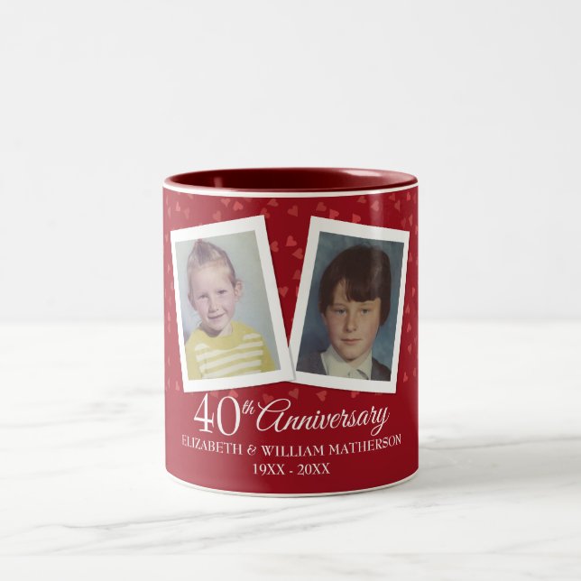 Ruby 40-års bröllopsfirande barndomsfoton Två-Tonad mugg (Center)