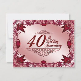 Ruby 40-års bröllopsjubileum 4,25x5,5 inbjudan