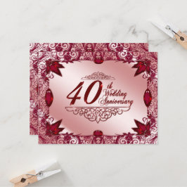 Ruby 40-års bröllopsjubileum 4,25x5,5 inbjudan