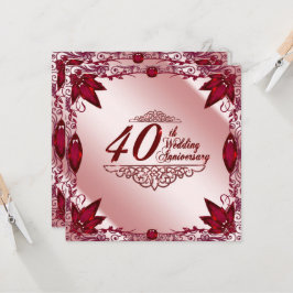 Ruby 40-års bröllopsjubileum 5,25x5,25 inbjudan