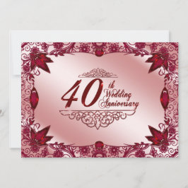 Ruby 40-års bröllopsjubileum 5,5x7,5 inbjudan