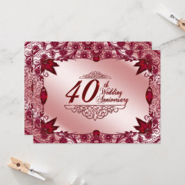 Ruby 40-års bröllopsjubileum 5,5x7,5 inbjudan