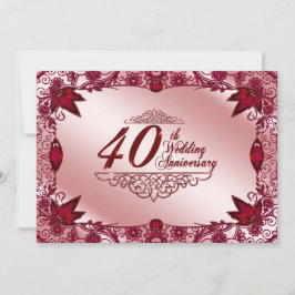 Ruby 40-års bröllopsjubileum 5x7 inbjudan