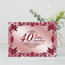 Ruby 40-års bröllopsjubileum 5x7 inbjudan