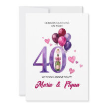Ruby 40-års bröllopsjubileum inbjudan