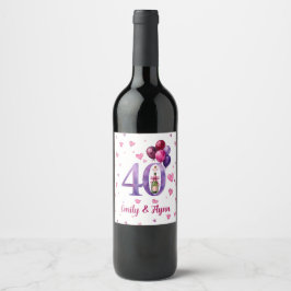 Ruby 40-års jubileumsetikett för flaska vinflaska etikett