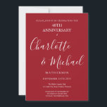 Ruby 40-årsjubileum för bröllop Signaturskript Inbjudningar<br><div class="desc">Med elegant skript av signatur namn. Personifiera med din speciella fyrtio år rubin jubileum information i elegant typsnitt på en rubin bakgrund. Designad av Thisisnotme©</div>