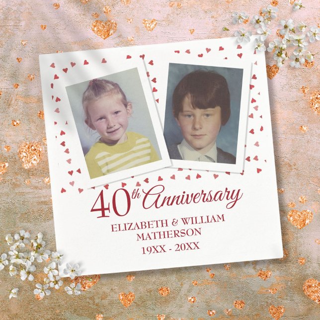 Ruby 40:e Bröllop-årsdagen - barndomsbilder Pappersservett (Ruby 40th Wedding Anniversary Childhood Photos Napkins)