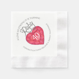 Ruby 40:e bröllop-årsdagen för hjärtblöjor pappersservett