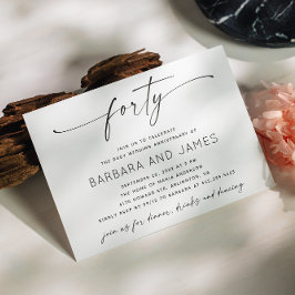 Ruby 40:e Bröllop-årsdagen | Minimalistisk modern Inbjudningar