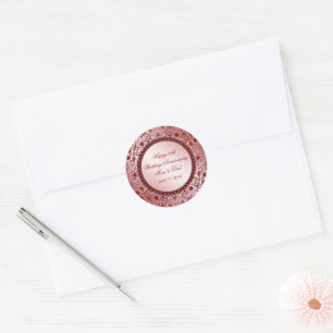 Ruby 40:e Bröllop-årsdagen Rund Sticker Runt Klistermärke