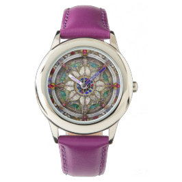 Ruby, Amethyst, Sapphire och Pearl Mandala Armbandsur