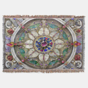 Ruby, Amethyst, Sapphire och Pearl Mandala Filt